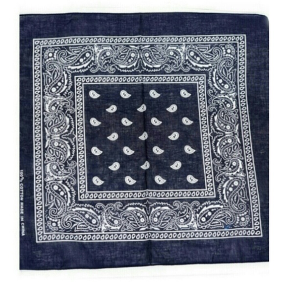 Thin Navy Floral Paisley Bandanna/Scarf - Picture 2 of 2